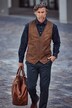 Gilet en cuir Boston Park, encolure en V - jusqu'au 82/84