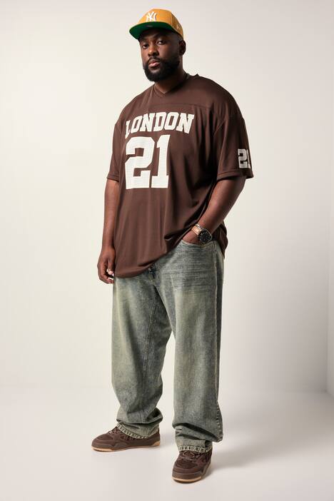STHUGE T-Shirt, Halbarm, oversized, Mesh, Football-Print, bis 8 XL