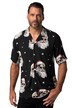 Vánoční košile JP1880, krátké rukávy, vánoční motiv, Cuba límeček, Cuba střih, do 8XL
