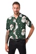 Vánoční košile JP1880, krátké rukávy, vánoční motiv, Cuba límeček, Cuba střih, do 8XL