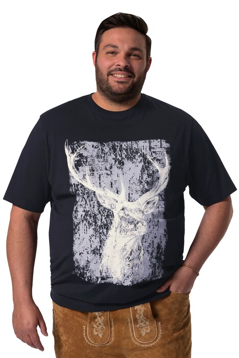 Tričko Men+, břišní střih, krátké rukávy, tradiční móda, velký potisk, do 8XL