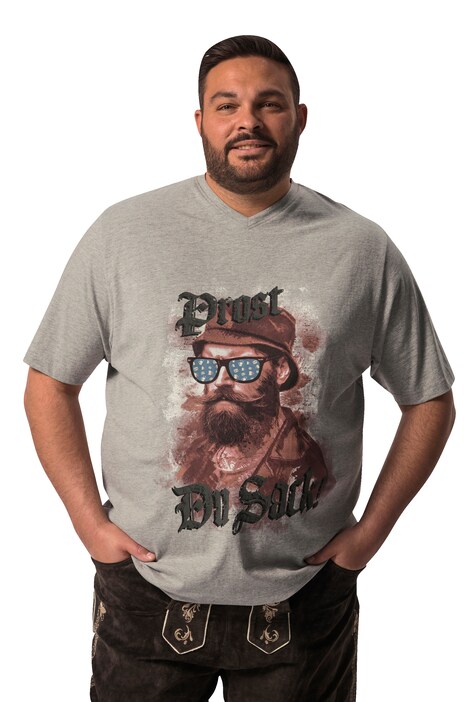 Tradiční tričko Men+, krátké rukávy, tradiční motiv, výstřih do V, do 8XL
