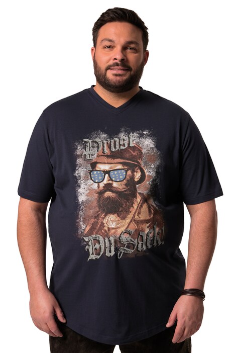 Tradiční tričko Men+, krátké rukávy, tradiční motiv, výstřih do V, do 8XL