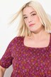 Robe en jersey à mélange de motifs avec décolleté carré et manches courtes