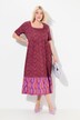 Robe en jersey à mélange de motifs avec décolleté carré et manches courtes
