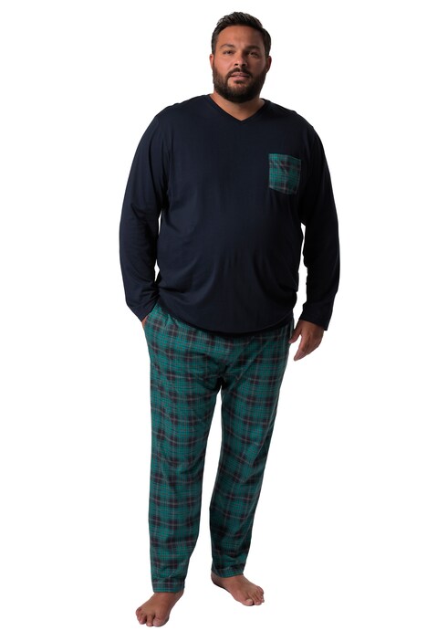 Pyžamo Men+, dvojdílné, břišní střih, dlouhé rukávy, do 8XL
