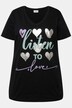 T-shirt, lige pasform, hjerte-print, korte ærmer