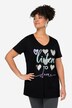 T-shirt, lige pasform, hjerte-print, korte ærmer