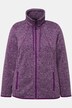 Jas van gebreid fleece, ruiten, opstaande kraag, ritszakken