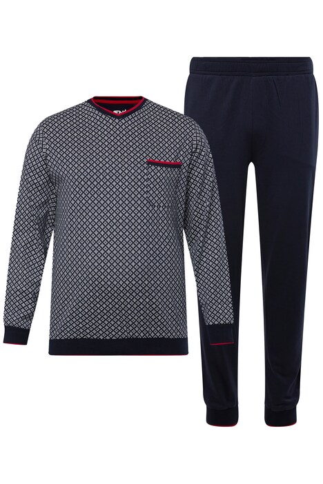 Pyžamo Men+, břišní střih, dvojdílné, dlouhé rukávy, do 8XL