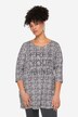 Camiseta larga, estampado de leopardo, purpurina declaración, manga 3/4