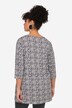 Camiseta larga, estampado de leopardo, purpurina declaración, manga 3/4