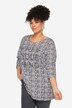 Camiseta larga, estampado de leopardo, purpurina declaración, manga 3/4
