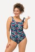Costume da bagno senza coppe con stampa grafica e scollo rotondo