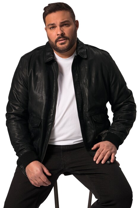 Kožení bunda Men+, kůže, pačvork na zádech, do 8XL