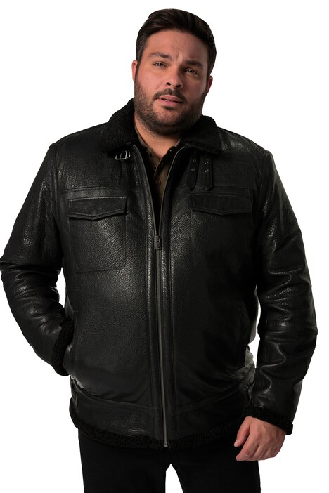 Kožená bunda Men+, kůže, teddy podšívka, do 8XL
