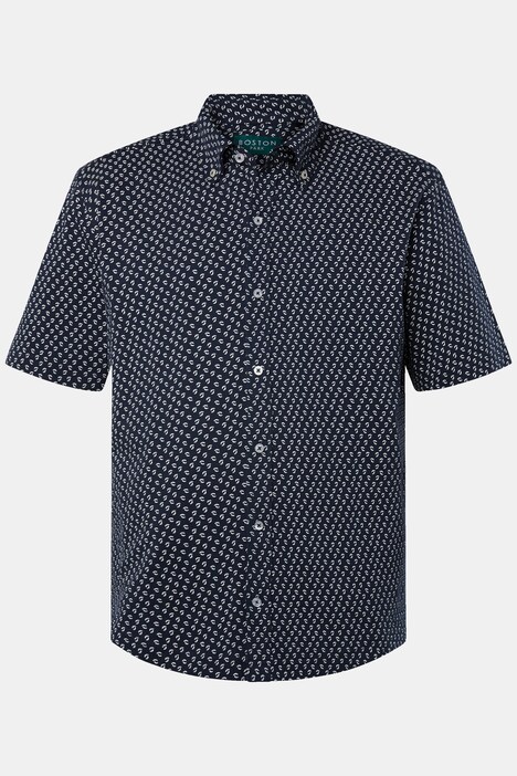 Camicia Boston Park dalla vestibilità moderna in piqué con mezze maniche, fantasia floreale e colletto button-down, fino alla tg. 8XL