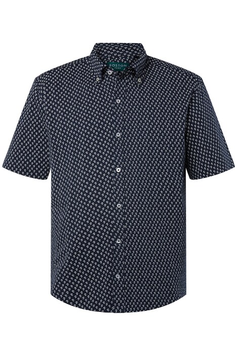 Košile Boston Park, piké, krátké rukávy, květovaný vzor, límeček s knoflíky, Modern střih, do 8XL