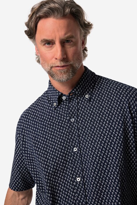 Camicia Boston Park dalla vestibilità moderna in piqué con mezze maniche, fantasia floreale e colletto button-down, fino alla tg. 8XL
