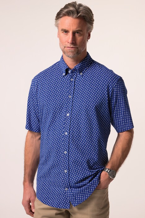 Chemise en piqué Boston Park, manches courtes et col à pointes boutonnées, imprimé à fleurs, coupe Modern Fit - jusqu'au 8 XL