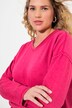 Sweat-shirt oversize, manches longues et col en V, flocage étoiles