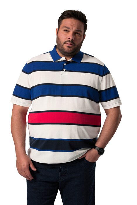 Polokošile Men+, břišní střih, pruhy, krátké rukávy, piké, do 8XL