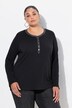 T-shirt, glitter-knoopsluiting, V-hals, lange mouwen