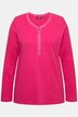 T-shirt, glitter-knoopsluiting, V-hals, lange mouwen