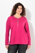 T-shirt, glitter-knoopsluiting, V-hals, lange mouwen
