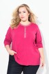 T-shirt, glitter-knoopsluiting, V-hals, lange mouwen