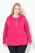 T-shirt, glitter-knoopsluiting, V-hals, lange mouwen