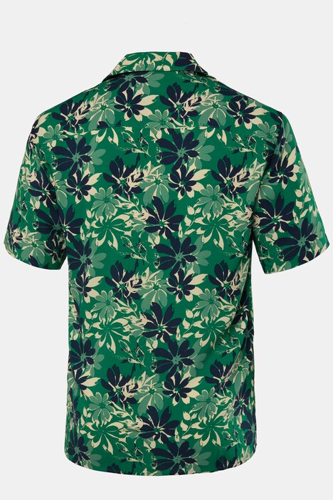 Men+ skjorte, korte ærmer, blomsterprint, Cuba-krave, op til str. 8XL
