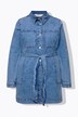 Denimkjole, lige form, skjortekrave, bindebånd, langærmet
