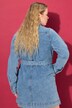 Denimkjole, lige form, skjortekrave, bindebånd, langærmet