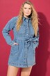 Denimkjole, lige form, skjortekrave, bindebånd, langærmet