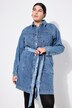 Denimkjole, lige form, skjortekrave, bindebånd, langærmet