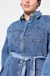Denimkjole, lige form, skjortekrave, bindebånd, langærmet