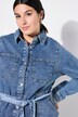 Denimkjole, lige form, skjortekrave, bindebånd, langærmet