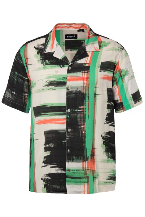 Košile Men+, krátké rukávy, plošný potisk, Cuba límeček, do 8XL
