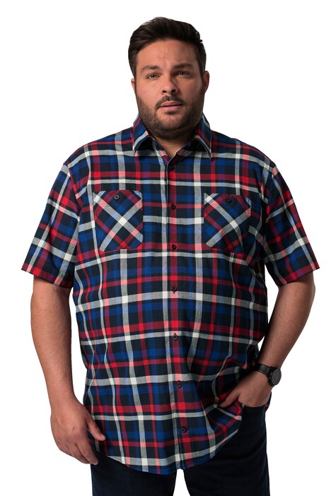 Kostkovaná košile Men+, krátké rukávy, Kent límeček, Comfort střih, do 8XL