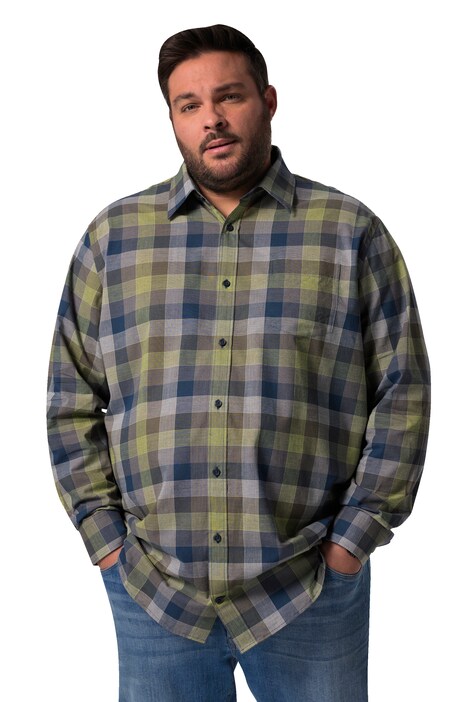 Kostkovaná košile Men+, dlouhé rukávy, Kent límeček, Comfort střih, do 8XL