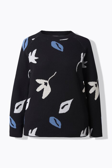 Pull en coton bio, manches longues et encolure bateau, motif feuilles