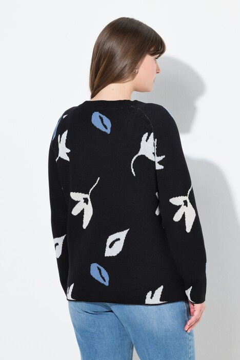 Pull en coton bio, manches longues et encolure bateau, motif feuilles