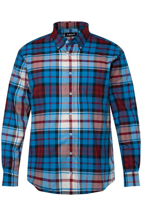 Kostkovaná košile Men+, dlouhé rukávy, límeček s knoflíky, Comfort střih, do 8XL