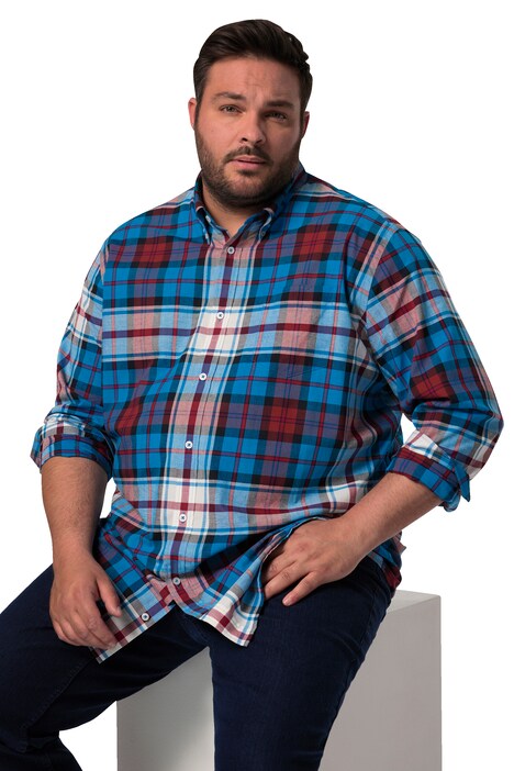 Kostkovaná košile Men+, dlouhé rukávy, límeček s knoflíky, Comfort střih, do 8XL