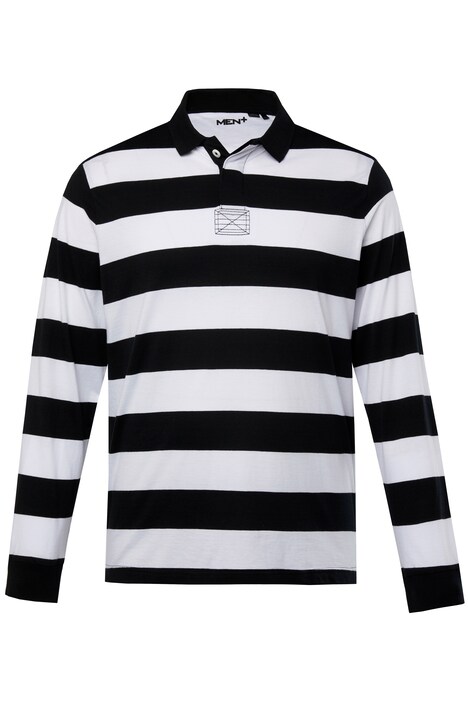 Polokošile Men+, dlouhé rukávy, pruhy, potisk na zádech, do 8XL