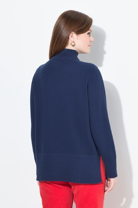 Pull camionneur en maille à col montant, manches longues et fermeture zippée