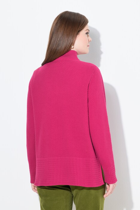 Pull camionneur en maille à col montant, manches longues et fermeture zippée