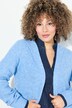 lang vest, capuchon, open jas, links gebreid
