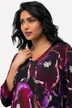 T-shirt en tissu fluide, tulipes, col en V et manches 3/4
